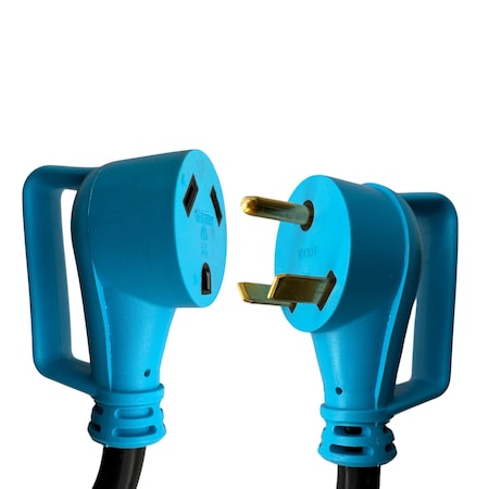Connecticut Electric STW Extension Cord, 10 AWG, Indoor/Outdoor, 10/3, 1 Outlets, TT-30R, Black/Blue, Nylon, TT-30P HEPC30100PGH